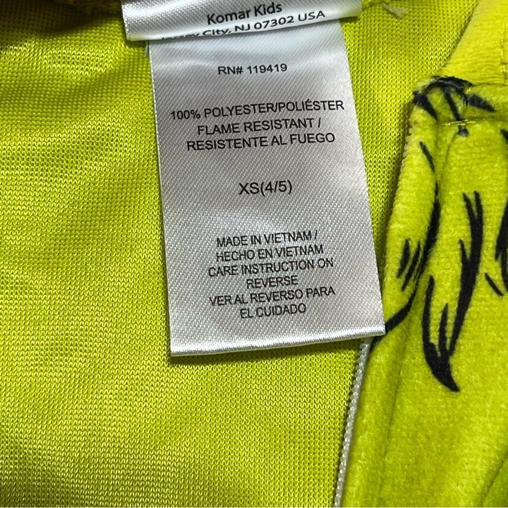 NWT Kids The Grinch Christmas Long Sleeve Union Suit- Green XS - Picture 4 of 8